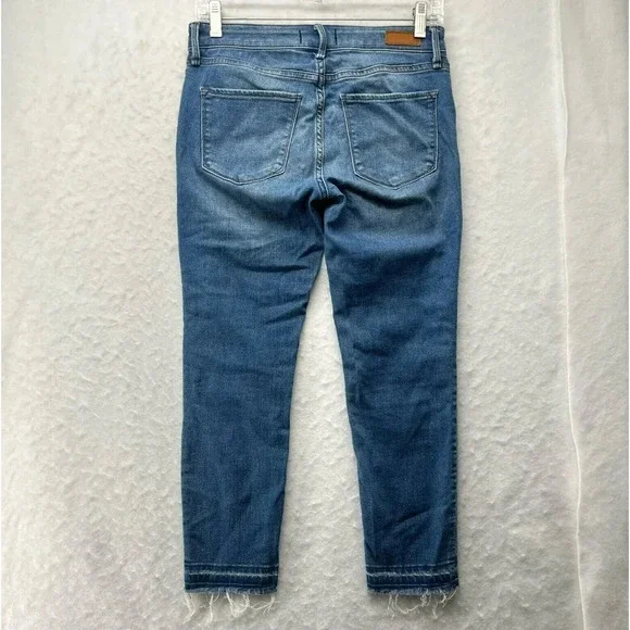 Abercrombie & Fitch Jeans Women's Sz 25 Blue Harper Ankle Cropped Raw Hem Denim - Picture 2 of 12